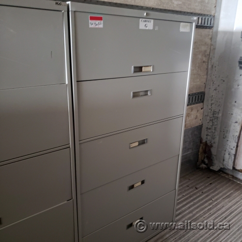 Steelcase Grey 5 Drawer Lateral File Locking Allsold.ca